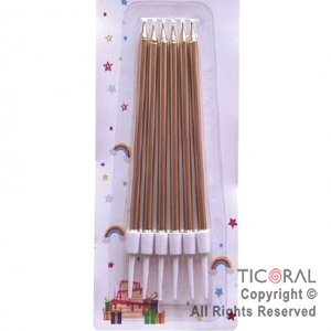 VELA METALIZADA 9.5 CM ORO x 6 UNIDADES